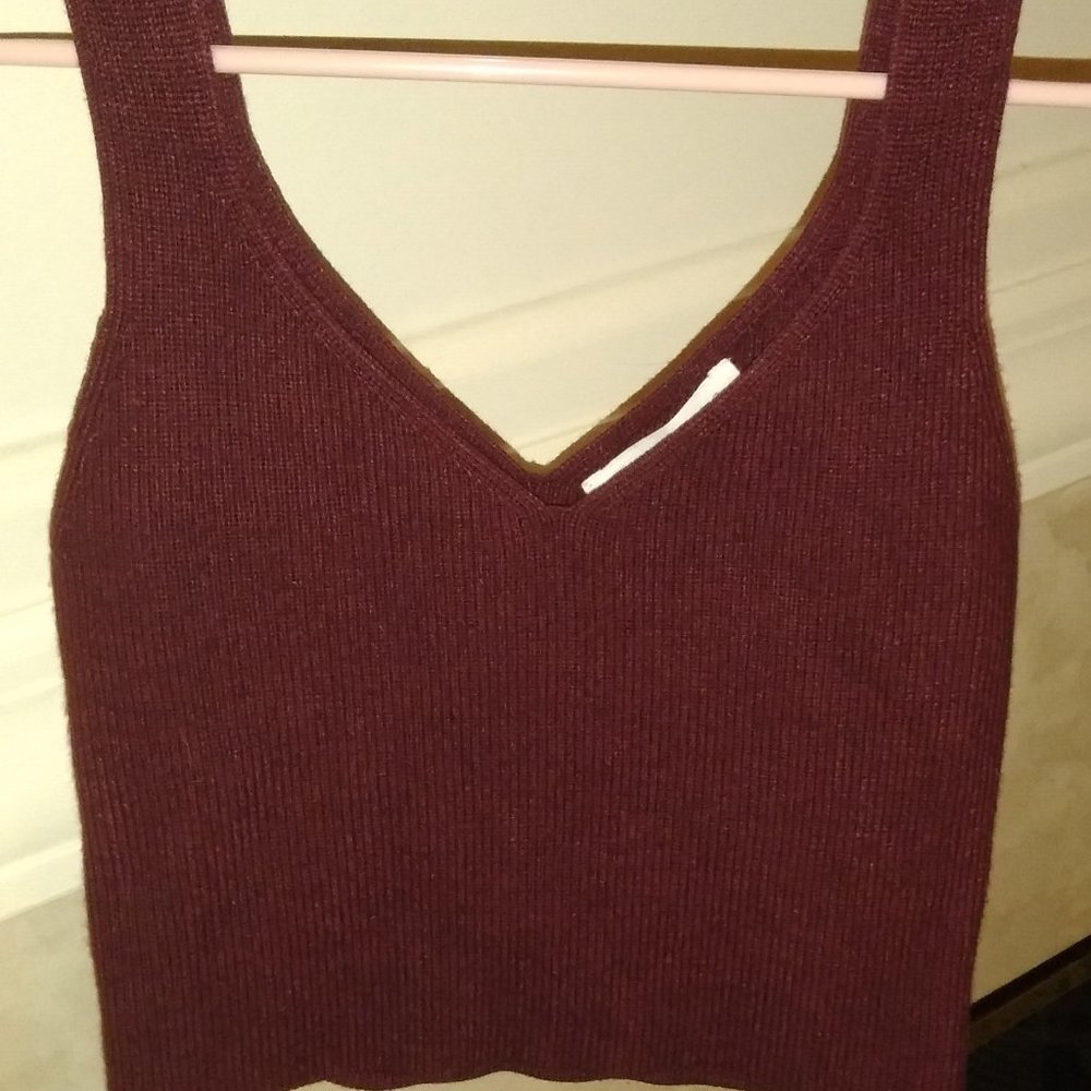 FOREVER 21 MAROON/BURGUNDY SLEEVELESS CROP TOP.